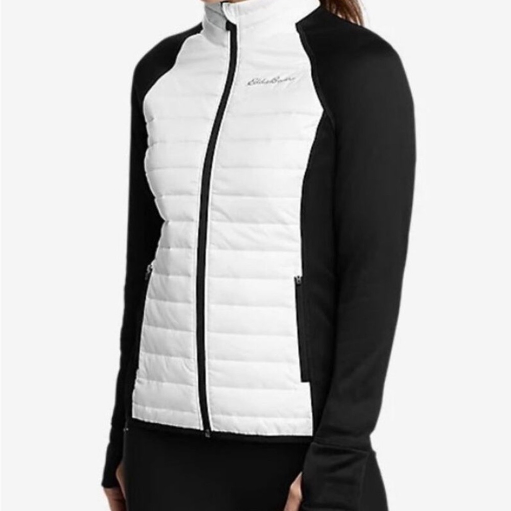 Eddie Bauer Black and White Quilted Hybrid Puffer Jacket XL